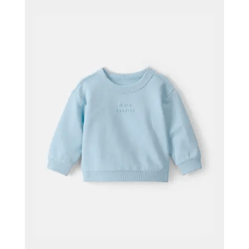 Baby 'More Cuddles' French Terry Pullover Sweatshirt - Blue | Carter's
