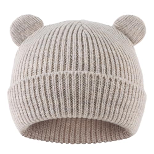 Bear Baby Beanie Knitted Baby Winter Hat Infant Toddler Boys Girls Beanie with Cotton Lining