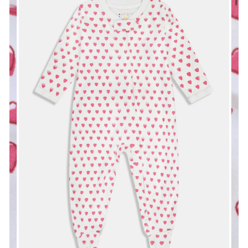 Infant Hearts Zipper Footie