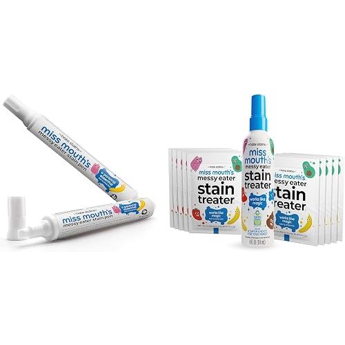 Miss Mouth's Messy Eater Stain Treater Set - Stain Treater Pens (2-Pack) & 4oz Spray + 10 Wipes - Home, Travel & Refill Bundle for Baby Essentials Cleanup