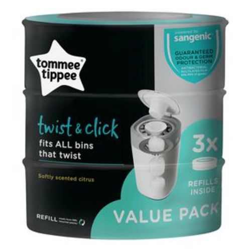Tommee Tippee Twist & Click Advanced Nappy Disposal System 3 Pack Refill Cassettes | Target Australia