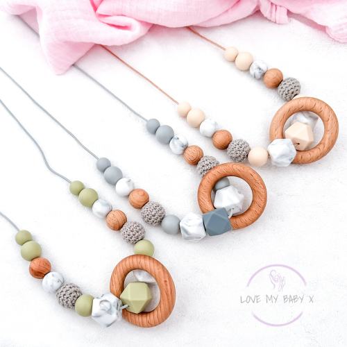 Personalised Textured Nursing necklace - raspberry