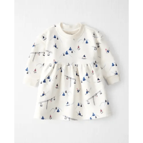 Baby Girl French Terry Dress Made with Organic Cotton in Snowy Slopes Print - Little Planet | Carter's