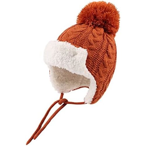 Winter Kids Beanie Hat Baby Knitted Hats Fleece Earflap Beanie Windproof Warm Toddler Beanies Boys Girls 0-8 Years