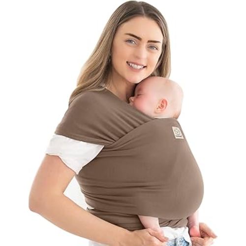 KeaBabies Baby Wrap Carrier - All in 1 Original Baby Carrier Newborn to Toddler Sling, Easy to Wear, Hands Free Bonding, Lightweight, Breathable Infant Wraps (Saddle Brown)