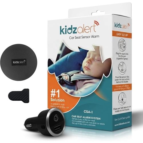 Car Seat Sensor Alarm, 1 Alarm + 1 Sensor | Automatic Child Detection Alert, Plug-in Installation, Single Sensor System for 1 Car Seat, No APP Required