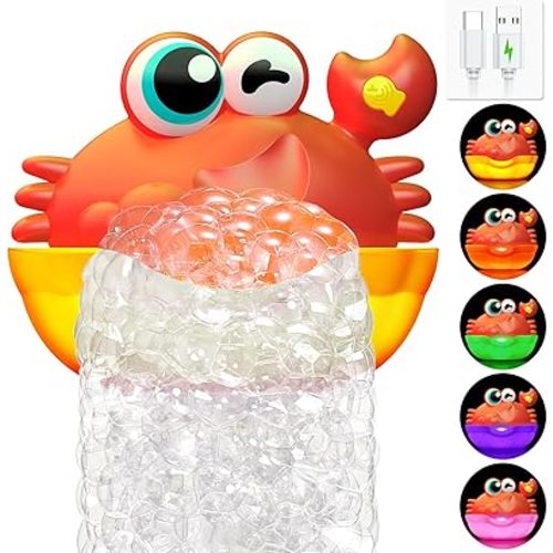 Bath Toys for Kids Ages 1-3,Light Up Baby Bath Toys Crab Bubble Maker with Colourful Light Toddler Bathtub Birthday Gifts Easter Stocking Stuffers for Boys Girls Aged 1-3 2-4 3-5