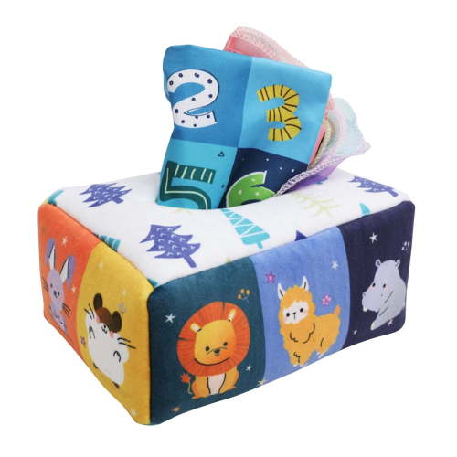 Baby Tissue Box, Soft Stuffed High Contrast Crinkle Sensory Toys Scarves For Toddler, Infants, Newborns And Kids Educational Preschool Learning for Men Women Kids Mothers Day Gifts