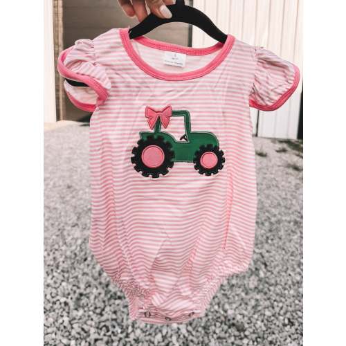 Girls Pink Tractor Onesie