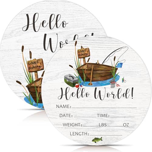 Birth Stat Sign for Newborn, Fishing Baby Announcement, Gone Fishing Hello World Name Sign for Hospital, Gift for New Mom, Baby Shower, Pregnancy Announcement, Photography Prop