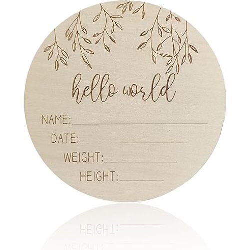 Baby Announcement Sign for Monthly Milestone Birth Hello World Newborn Sign