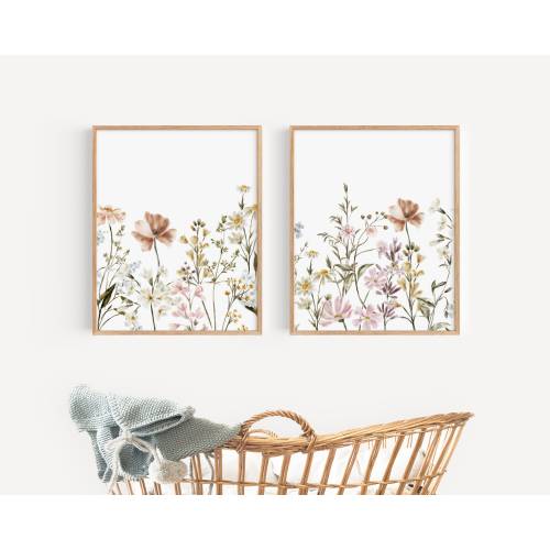 Boho Nursery Wall Art, Wildflower Nursery Decor, Botanical Print, Floral Nursery, Girl Nursery Decor, Flower Nursery, Floral Wall Art Gift