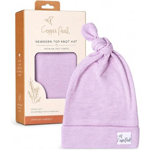 Copper Pearl Baby Beanie Hat Top Knot Stretchy Soft Lily