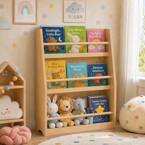 White Montessori Narrow Kids Bookshelf, Bookcase Kids Slim Toddler Book Shelf for Toy Box Book Display Storage Organizer Shelf wWooden Unique Bookshelf for Baby Playroom, Nursery, Bedroom, Storage