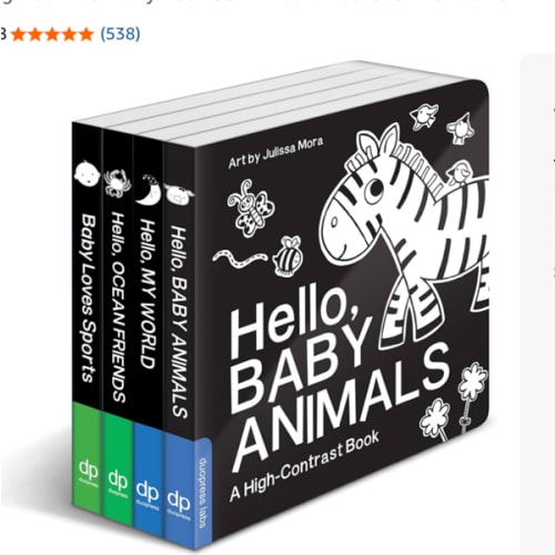 High Contrast Baby Book Set: 4 Board Books for Newborns