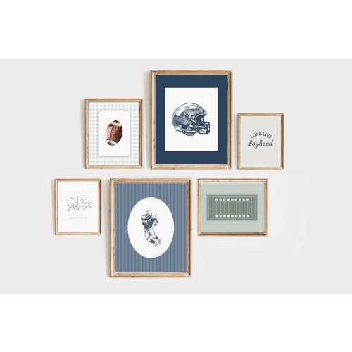 Vintage Football Nursery Art Prints: Baby Boy Room Decor (Digital Download Set of 6
