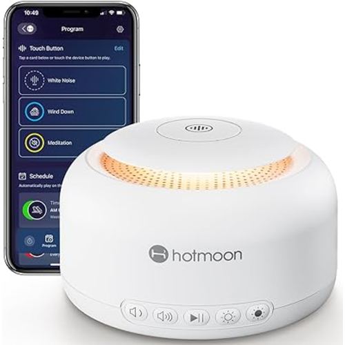 Smart White Noise Sound Machine Sleep Sound Machine, Dual-Mode Bluetooth Speaker, 48 Built-in Soothing Sounds White Noise, 300+ Cloud Options, Batteries not Included, AC Power Only