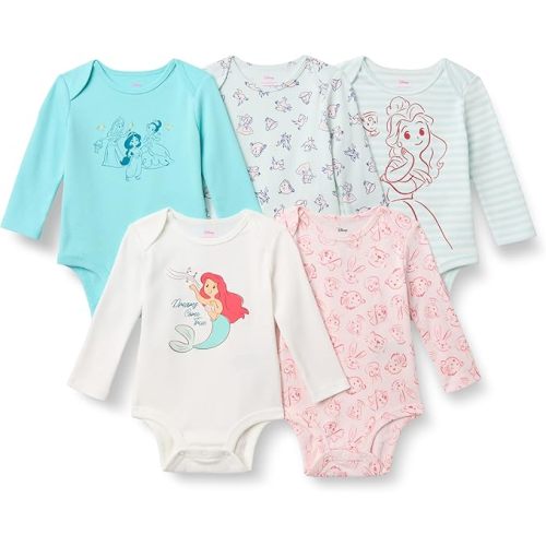 Amazon Essentials Disney | Marvel | Star Wars Unisex Babies' Long-Sleeve Bodysuits, Pack of 5