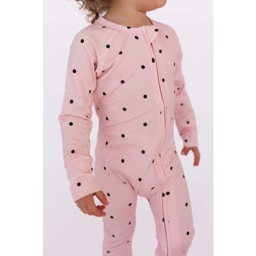Blush Polka Dot Zipper Romper