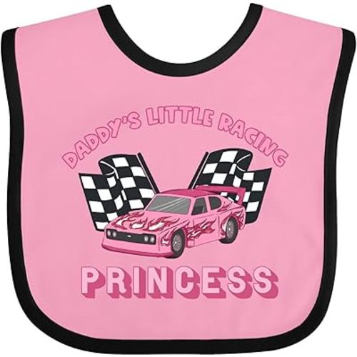 inktastic Daddy's Racing Princess Pink Race Car Baby Bib