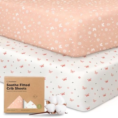 KeaBabies 2-pk Organic Cotton Crib Sheets for Boys Girls 52x28 (Butterflies) | Fitted Crib Mattress Sheet Neutral, Breathable Cover for Baby Bed Set, Toddler Mattress, Soft & Cute Prints
