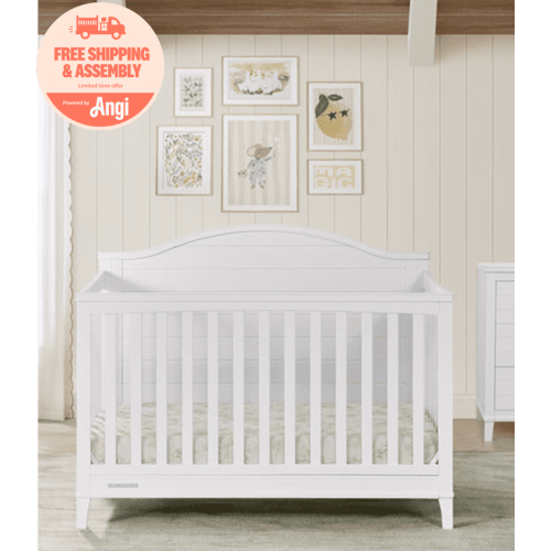 Delta Children Phoebe 6-in-1 Convertible Crib - Greenguard Gold Certified, Bianca White