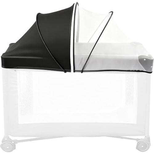 BEBONO Mosquito Net Cover for Pack N Play, Storage Bag Included, Half Black | Breathable Mesh, Block Light, 2-Way Zipper, Adjustable Size, Keep Cats Out