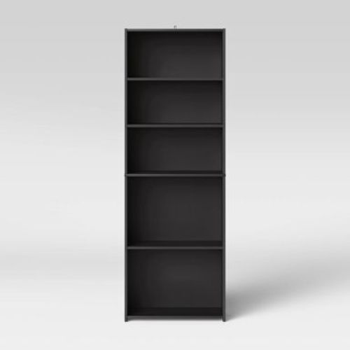 5 Shelf Bookcase Black - Room Essentials™: Adjustable, Open Storage, Modern Style, 71" Tall
