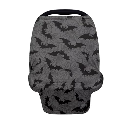 Halloween Car Seat Cover Baby Carrier Cover, Halloween Car Decor Bat Nursing Covers Spider Web Breast Feeding Covers for Women, Breathable Infant Carseat Canopy