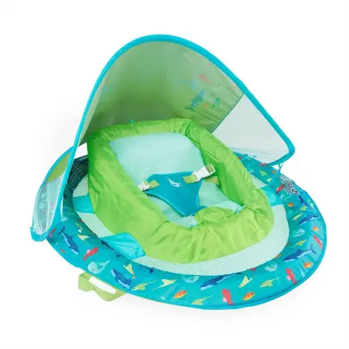 Swimways Sun Canopy Infant Baby Spring Float - Green, Pool Water Flotation Device