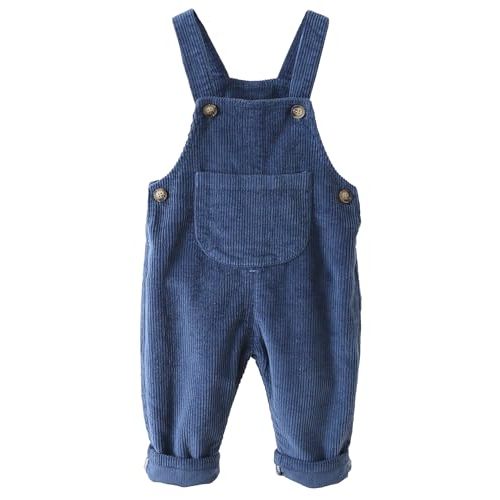 SEAUR Baby Boy Girl Corduroy Bib Overalls Cotton Button Suspender Overalls Plain Romper Loose Jumpsuit