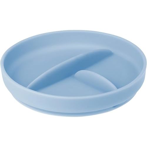 Olababy 100% Silicone Suction Plate | Toddler Plates with Suction | Divided Plates for Kids | Self Feeding Baby Essentials | Baby Registry Must Haves | Microwave Dinner Plates (Blueberry)