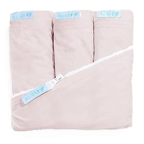 QuickZip Crib Sheet Set - Faster, Safer, Easier Baby Crib Sheets - Includes Blush Wraparound Base & 3 Zip-On Crib Sheets – Blush 100% Cotton - Fits All Standard Crib Mattresses