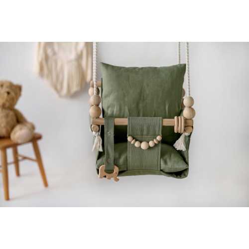 Green Outdoor Garden Baby Swing Schaukel Balançoire With Playing Beads Garden Swing, Gift for Baby, Wood Swing, Swing With Pillow - Etsy