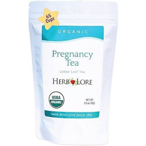 Herb Lore Organic Pregnancy Tea - 65 Servings Loose Leaf - Raspberry Leaf Tea for Pregnant Women - First Trimester Support & Third Trimster Labor Prep