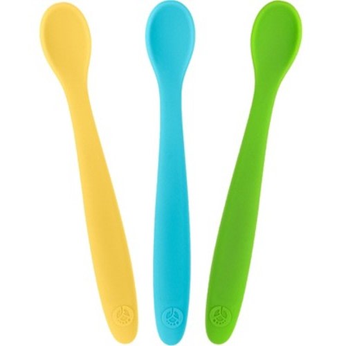 WeeSprout Silicone Baby Spoons, First Stage Infant Feeding Utensils With Soft-Tip - Set of 3
