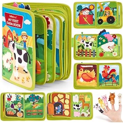 hahaland Busy Book for Toddlers 1-3 - Montessori Toys Busy Board for 1 2 3 4 Year Old Boy Girl Birthday Gift - 20 in 1 Quiet Activity Book with Life Skills, Cognition, Sorting, Matching