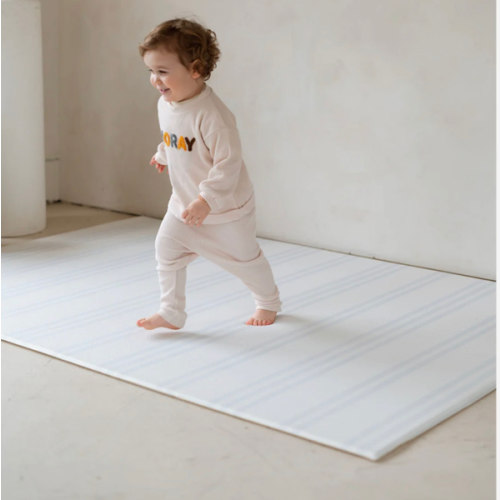 Padded Play Mat - Moroccan Grey & Blue Stripes