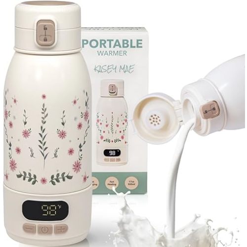 Portable Bottle Warmer for Travel, Fast-Heating Water and Milk Warmer for Baby, USB Rechargeable with Long-Lasting Battery for Car, Airplane, Outdoor, and Overnight Use, 17oz Capacity