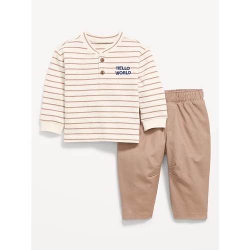 Long-Sleeve Knit Top and Barrel Leg Pant Set for Baby
