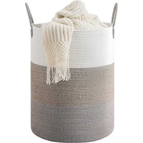 CLHMILY&Z 100L Laundry Basket Round Storage Rope Basket - 18.1x24 Inches - Laundry Hamper in Bedreoom and Mutil Storage Bin for Blankets, Toys, and Nursery Essentials