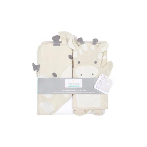 Little Haven 3pc Baby 2-Hooded Towels And Wash Mitt Set Safari Dreams Cotton - Multi