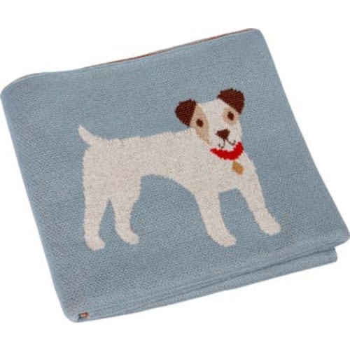 Cotton Knit Baby Blanket with Dog Prints, Multicolor