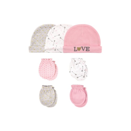 7Pk Cap and Scratch Mittens Set, One Size- Only 2 left