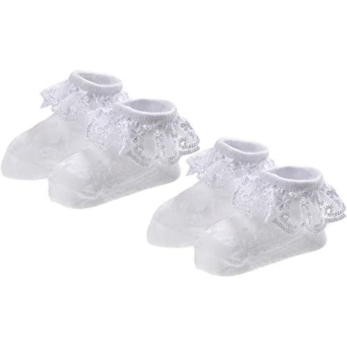 EPEIUS Baby-Girls Eyelet Frilly Lace Socks,Newborn/Infant/Toddler/Little Girls (Pack of 2/3/4/6)