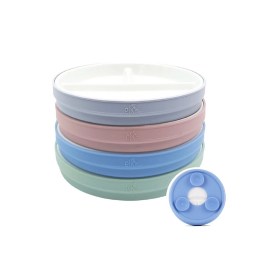 6.7"/16cm Porcelain White Divided Plates with Silicone Suction Sleeves