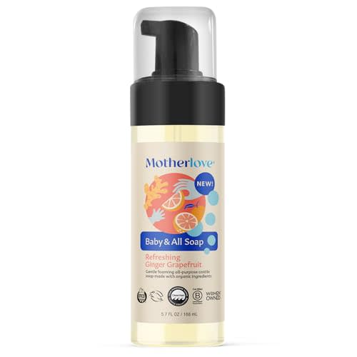 Motherlove Baby & All Soap (5.7 oz) Gentle Foaming All-Purpose Castile Soap Made with Organic Ingredients – Refreshing Ginger Grapefruit
