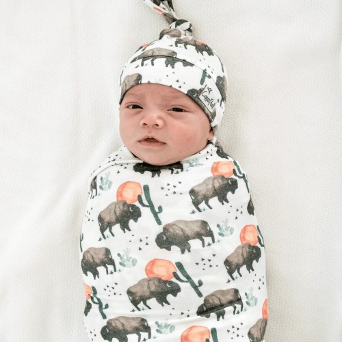Knit Swaddle Blanket - Bison
