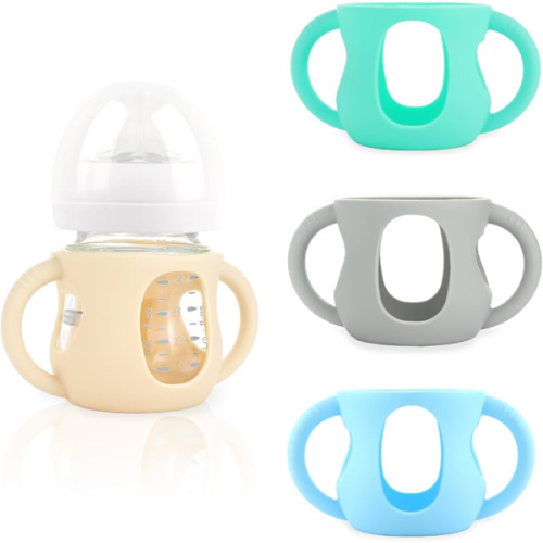 4-Pack Silicone Sleeves for Philips Avent Glass Bottles, BPA-Free Drop-Resistant Baby Bottle Sleeves with Handles, Compatible with Philips Avent Natural Glass Baby Bottles (4 oz)