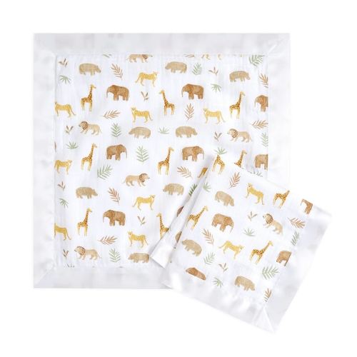 aden + anais Essentials Issie Security Blankets, Super Soft 100% Cotton Muslin, 2 Pack, Tanzania